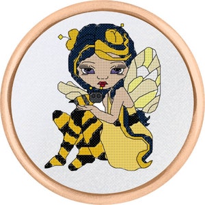 Bee Fairy Kreuzstichmuster - Jasmine Becket-Griffith Serie - Fairy Cross Stitch Pattern