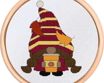 Fall Gnome Cross Stitch Pattern - PDF Download