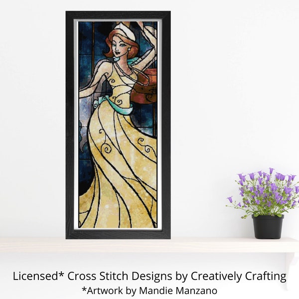 Anastasia Cross Stitch Pattern - Stained Glass - Mandie Manzano Art