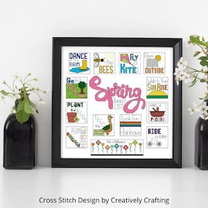 Spring Cross Stitch Pattern - Bucket List - PDF Download