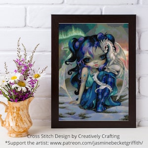 Frost Dragonling Fairy Cross Stitch Pattern - Jasmine Becket-Griffith Series - Fairy Cross Stitch Pattern