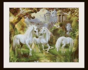 Einhorn Kreuzstichvorlage - Fantasy Kreuzstich - Magisch - PDF Download