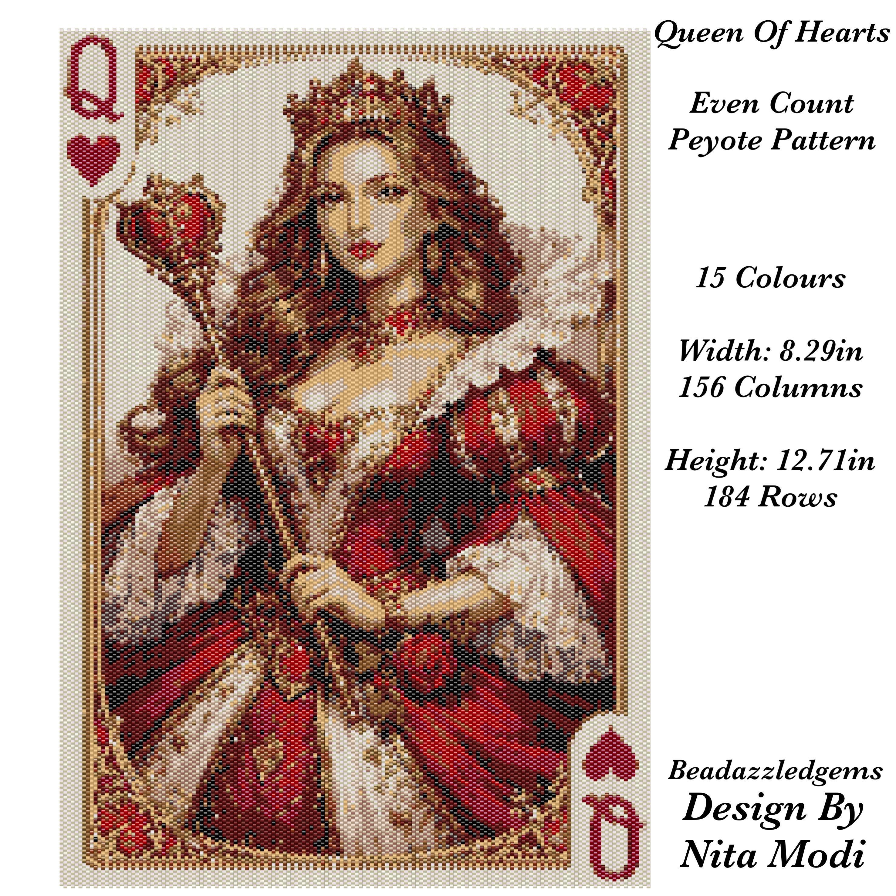Counting Queen Queen of Hearts Peyote Even Count Tapestry Art Pattern-instant PDF ...
