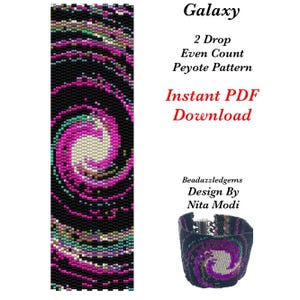 Peyote bead Pattern - Galaxy - 2 drop Even Count Peyote PDF Instant Download Pattern for bracelet, bookmark, artwork or tapestry. DIY craft