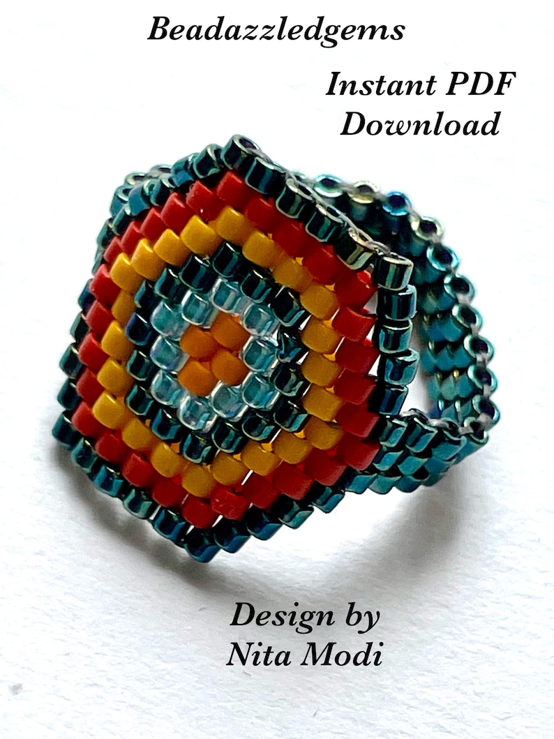Ring Brick Stitch Pattern. Instant PDF Download. DIY Jewellery ...