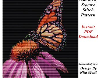 Loom or Square Stitch PDF Tapestry Bead Pattern - Instant PDF Download Art Beadwork Tapestry Miyuki Delica Seedbead  Pattern Home Decor Art