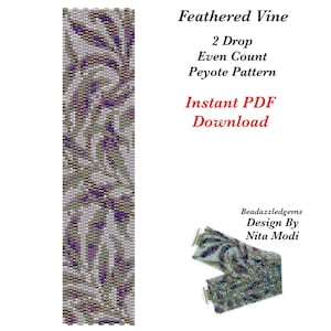 Peyote Even Count 2 Drop Pattern - Instant PDF Download for Bracelet, Bookmark, Artwork or DIY handmade crafting bead design-home decor art
