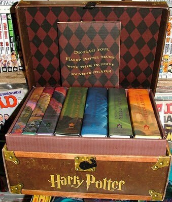 Harry Potter Hard Cover Boxed Set Books 1-7 Trunk Box 10/16/07 Original  Borders.