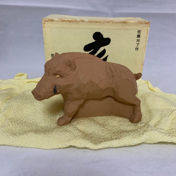 Japanese Decor Pig Decor Chinese New Years Asian Decor Year Of The Pig Japanese Lucky Charm Japanese Boar Figure Lucky Charm