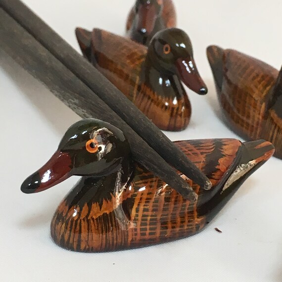 Chopstick Rest Wood Chopstick Holder Duck Chopstick Rest Etsy
