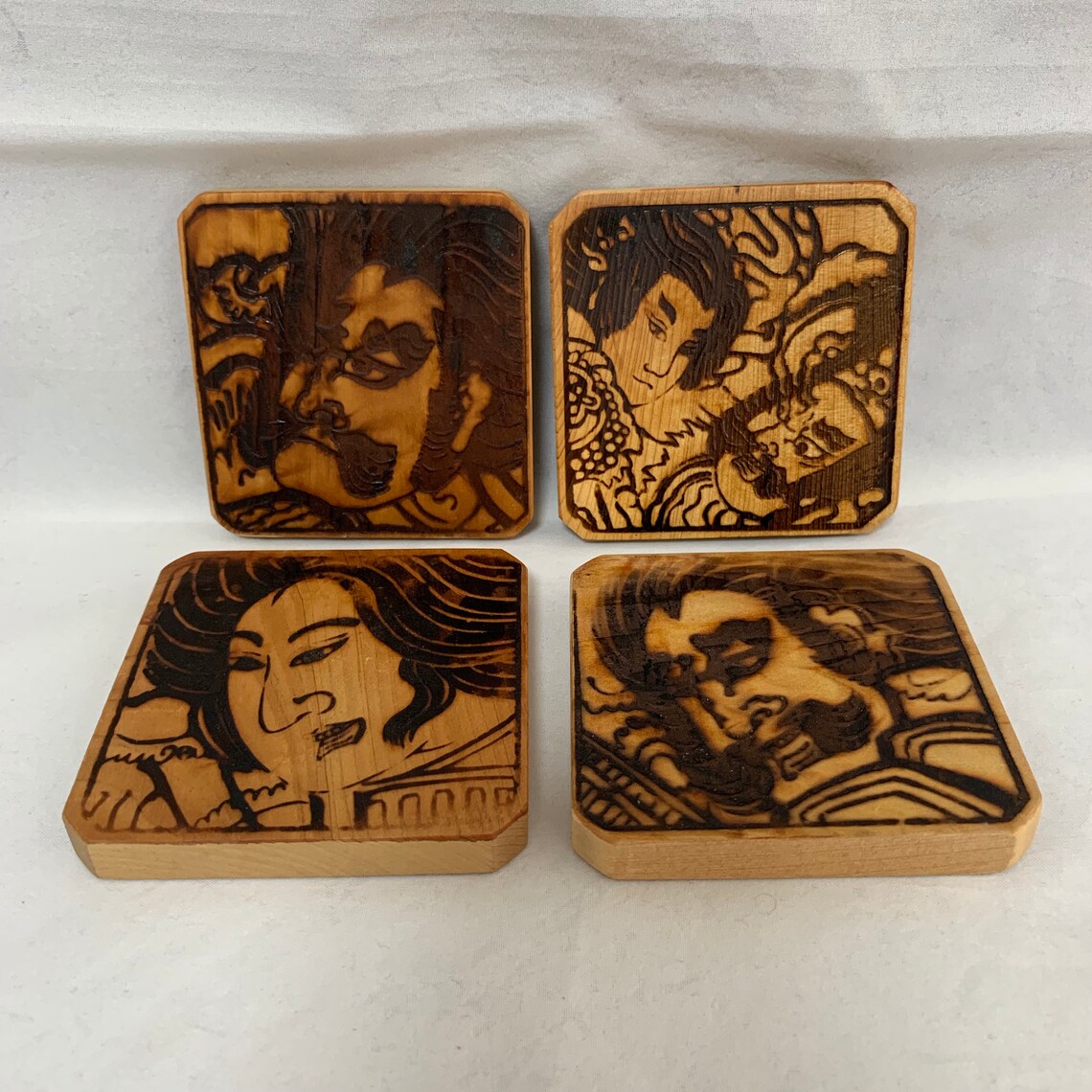 Drink Coasters Wood Coasters Traditional Japanese Art Etsy
