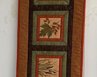 Autumn Pictures Tabke Runner, Autumnal Table Runner, Quilted table runner
