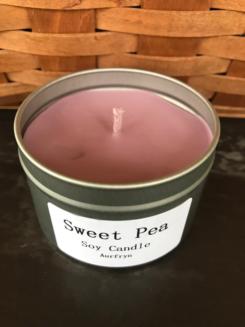 Sweet Pea Scented Soy Candle Tin Birthday Gift Candle Gift Etsy
