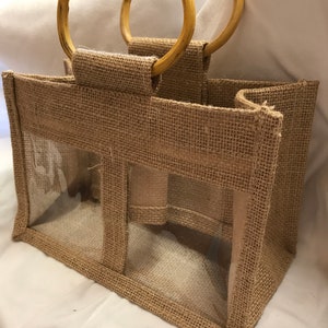 Window Jute Gift Bag Large, Gift Bag, Double Window, Wedding Favor Bag, Welcome Bag, Favors Bag, Rustic Gift Bag, Burlap Bag, Eco Friendly image 6