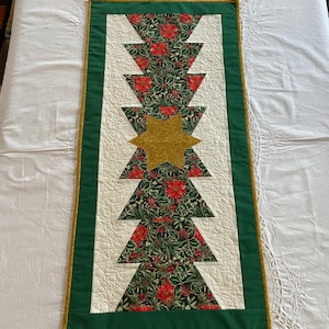 Christmas Tree Table Runner, Traditional Table Runner, Patchwork Table Runner, Quilted Table Runner, Handmade Table Runner Tree Table Runner
