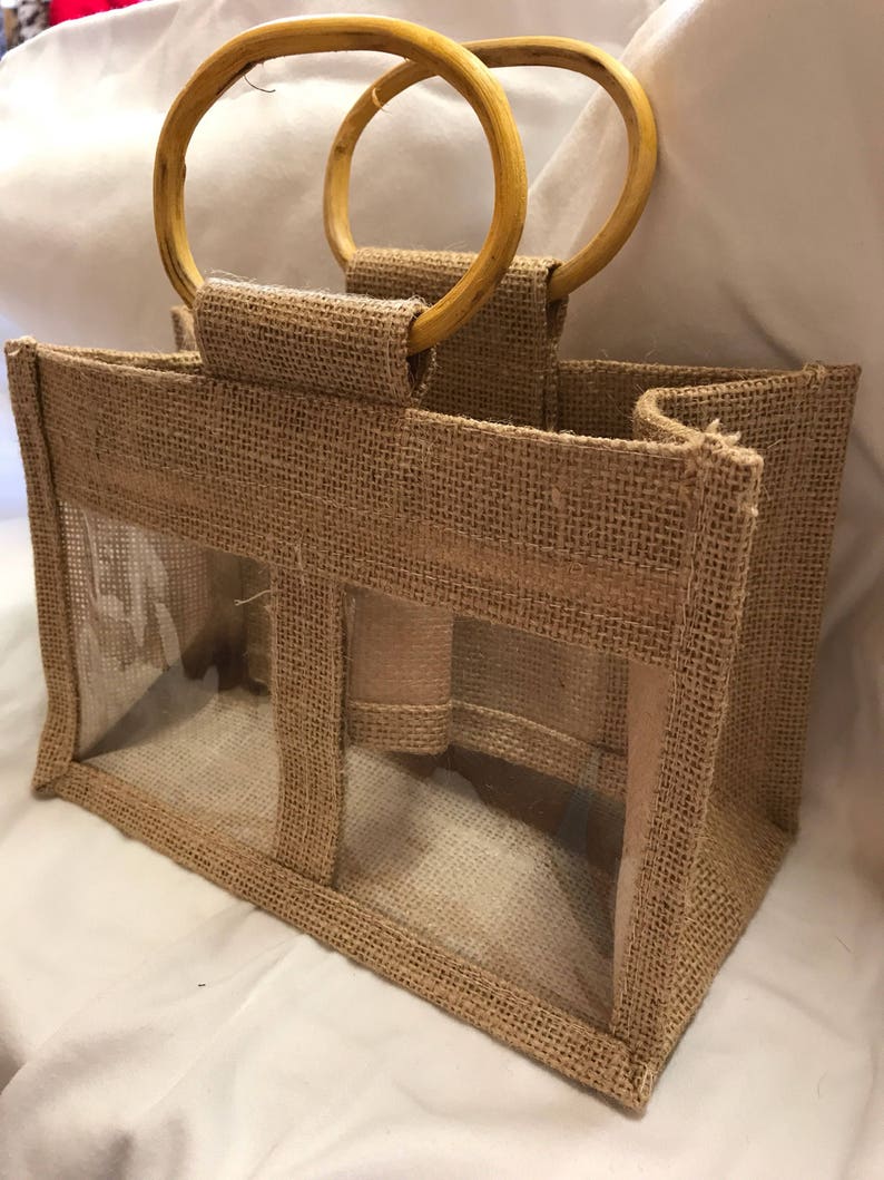 Window Jute Gift Bag Large, Gift Bag, Double Window, Wedding Favor Bag, Welcome Bag, Favors Bag, Rustic Gift Bag, Burlap Bag, Eco Friendly image 1