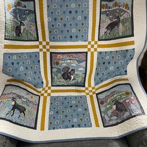 Lap Quilt, Countryside Animals Quilt, Handmade Quilt, Designer Quilt, Handmade in Wales, Cosy Quilt, Patchwork Quilt, Handmade Throw