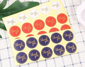 Round Mini Thank You Stickers - Gold Foil Design 1 inch, Set of 25