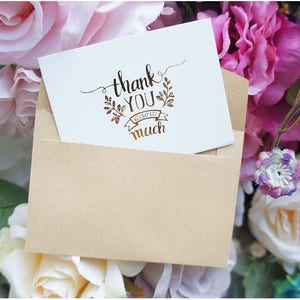 Mini Thank You Cards Message cards, wedding cards, party cards, greeting cards, elegant cards Set of 25 image 1