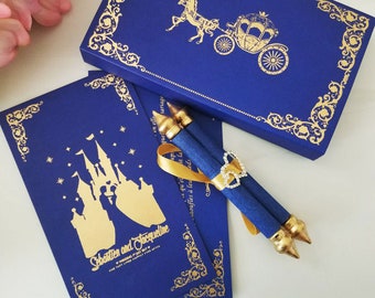 Disney Theme Mini Scroll in the Box - Set of 25, Scroll Invitation, Royal Invitation, Unique Invitation, Classic Theme, Disney Theme