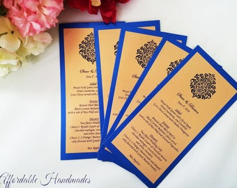 Royal Theme Menu or Program Card - Set of 25, Program card, Menu Card, Royal Theme, Unique Cards, Themed Invitations, Table Cards