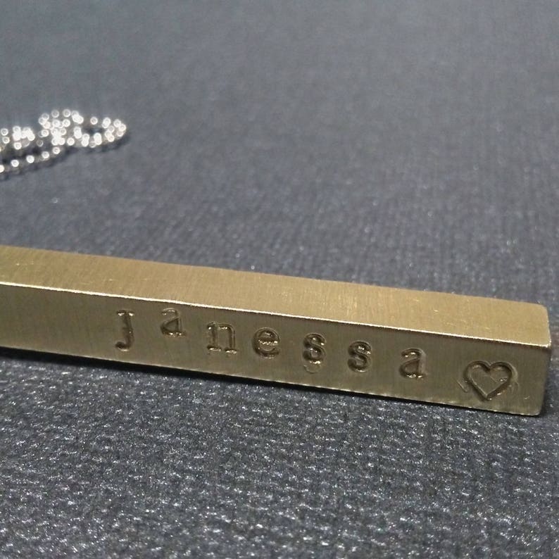 Gift for Boyfriend New Mother Unisex Mom Brass Hand Stamped Solid Men Simple Rectangle Square Girlfriend PERSONALIZED NECKLACE Sorority