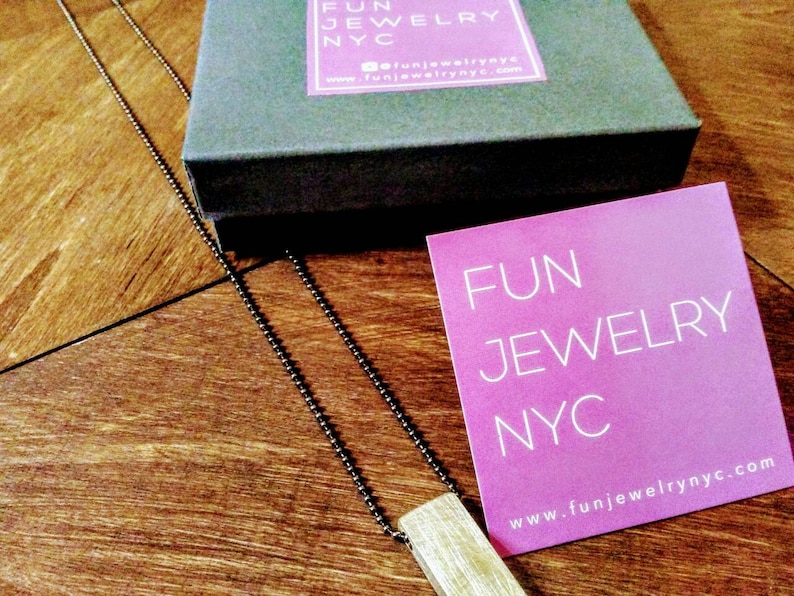 Gift for Boyfriend New Mother Unisex Mom Brass Hand Stamped Solid Men Simple Rectangle Square Girlfriend PERSONALIZED NECKLACE Sorority