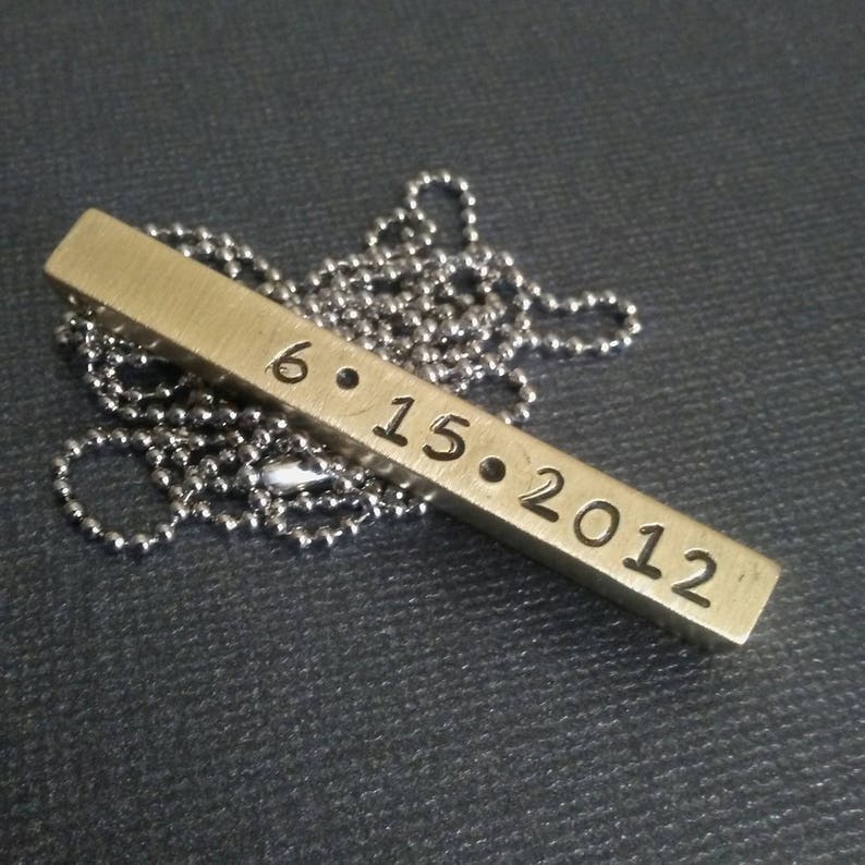 Gift for Boyfriend New Mother Unisex Mom Brass Hand Stamped Solid Men Simple Rectangle Square Girlfriend PERSONALIZED NECKLACE Sorority