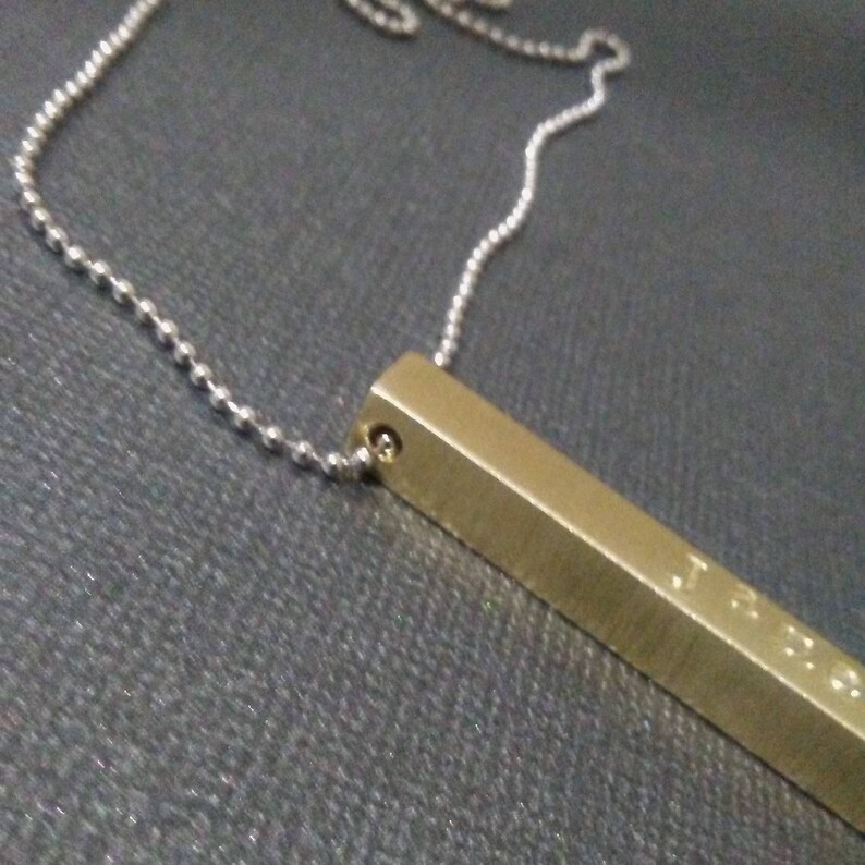 Gift for Boyfriend New Mother Unisex Mom Brass Hand Stamped Solid Men Simple Rectangle Square Girlfriend PERSONALIZED NECKLACE Sorority