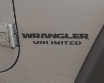 Kit 2 Adesivi Jeep Wrangler Unlimited mm.250x36 - STICKERS AUFKLEBER PEGATINAS Tuning Auto Decorazione carrozzzeria