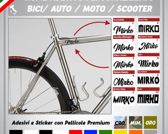 Adesivo nome personalizzato sticker vinile decalcomania bici auto moto oracal