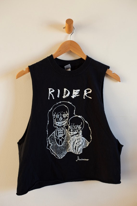 Thrifted Rider Skeleton Cutoff T-Shirt