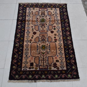2&#39;9 x 4&#39;5 Feet, Gorgeous handmade vintage afghan tribal baluchi wool area rug, 3x5 area rug, vintage rug, wool rug, oushak rug, rugs 3x5