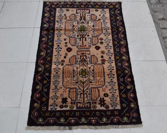 2&#39;9 x 4&#39;5 Feet, Gorgeous handmade vintage afghan tribal baluchi wool area rug, 3x5 area rug, vintage rug, wool rug, oushak rug, rugs 3x5