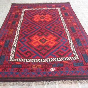 5'7 x 9'11 Feet, Gorgeous vintage afghan maimana tribal wool area kilim rug >>> REDUCED PRICE