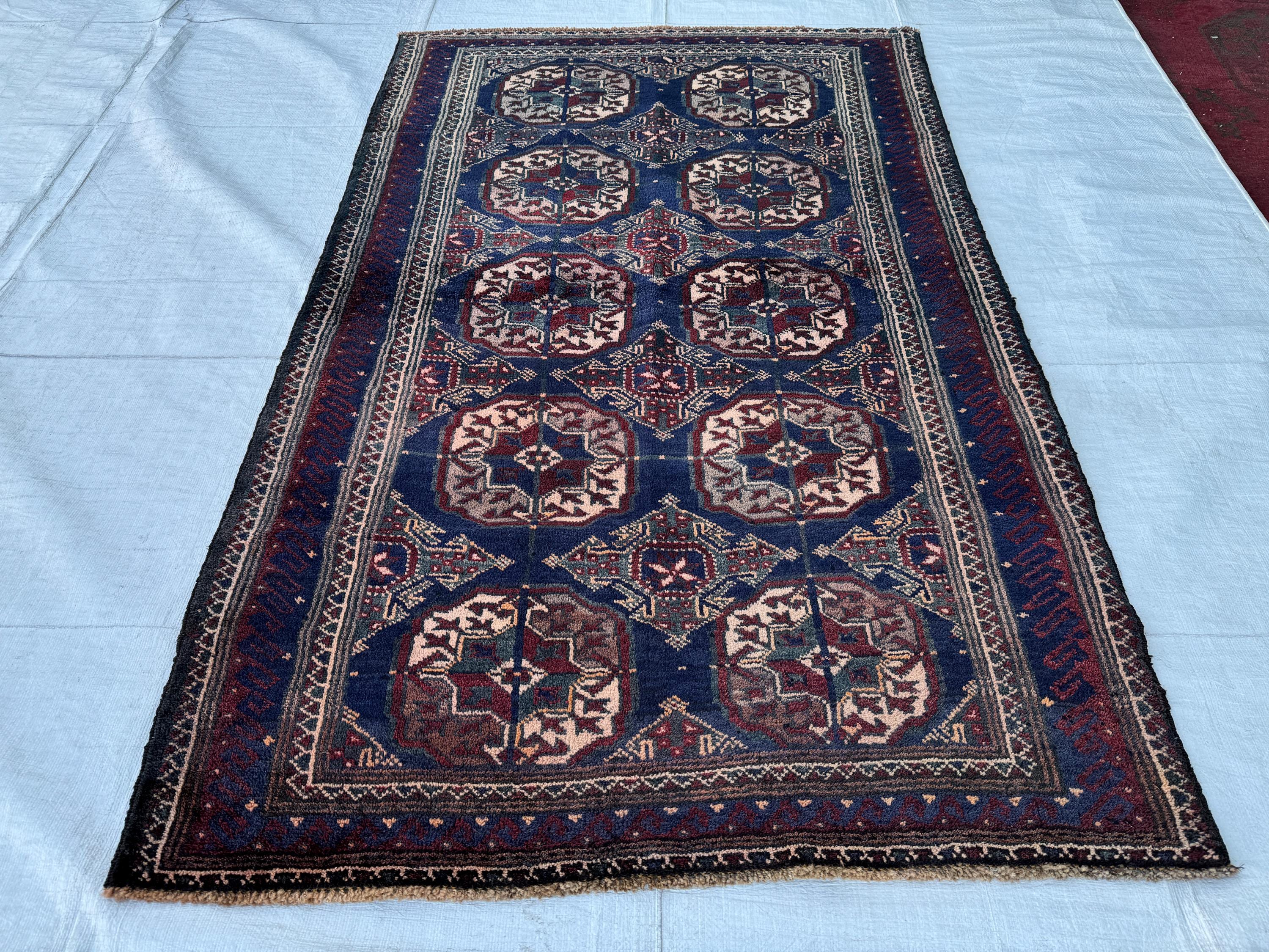 Antique Tekke Rug 3x5 Ft Afghan Turkmen Tribal Rug/ Handmade