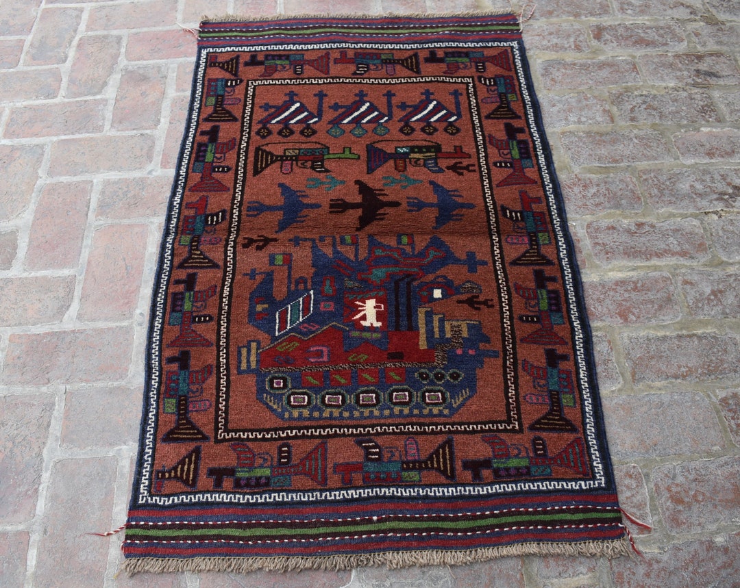 Shindand Rug 2'10 X 4'8 Feet, Stunning Handmade Vintage Afghan Tribal Shindand War ...