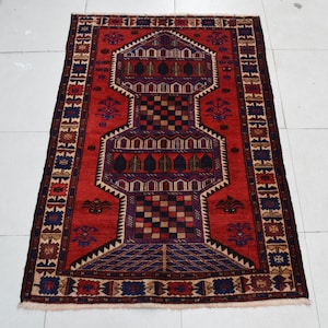 2&#39;9 x 4&#39;1 Feet, Gorgeous vintage afghan tribal baluchi wool area rug, small area rug, 3x5 area rug, home decor rug, vintage rug, wool rug
