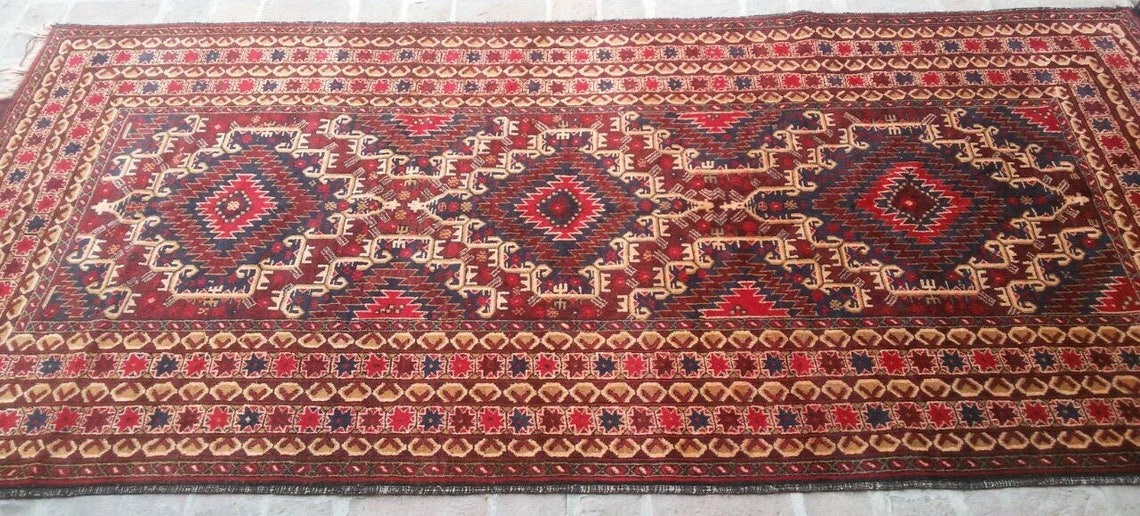 Shindand Rug 4'7 X 10 Feet, Beautiful Best Vintage Afghan Tribal Baluchi Shindand ...