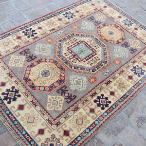 4 x 5&#39;9 Feet, Gorgeous hand knotted afghan kazak area rug, 4x6 area rug, entryway rug, living room rug, bedroom rug, 4x6 kazak rug, wool rug