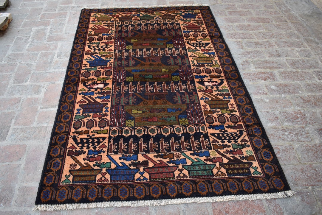 Shindand Rug 4'2 X 6'8 Feet, Stunning Vintage Afghan Tribal Best Shindand War Area ...