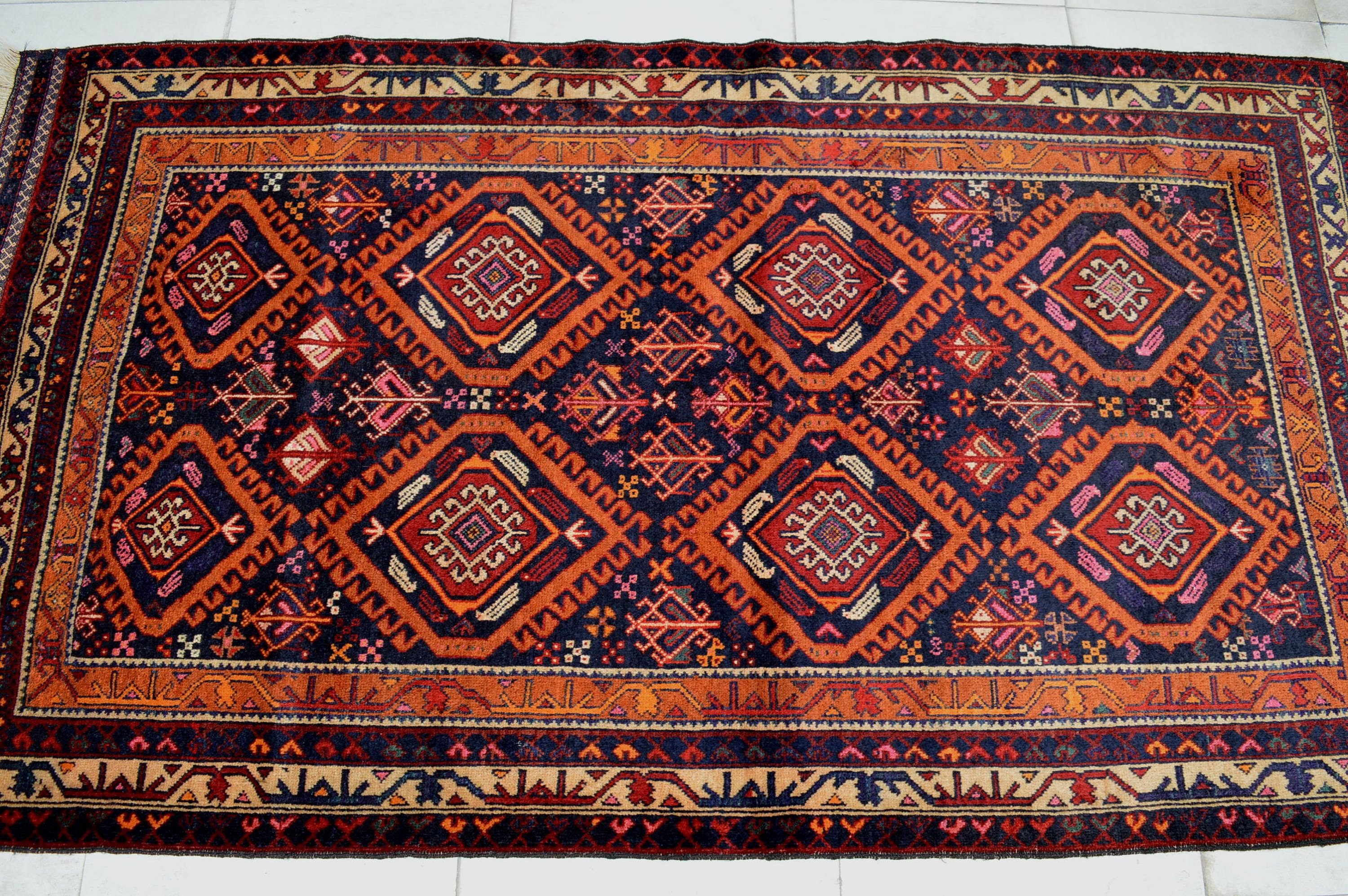 Shindand Rug 3'6 X 6'7 Feet, Stunning Vintage Afghan Tribal Best Baluchi Shindand ...