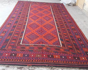 8 x 16 Feet, Beautiful vintage afghan tribal maimana ghalmori wool extra large area kilim rug >>> DISCOUNTED PRICE