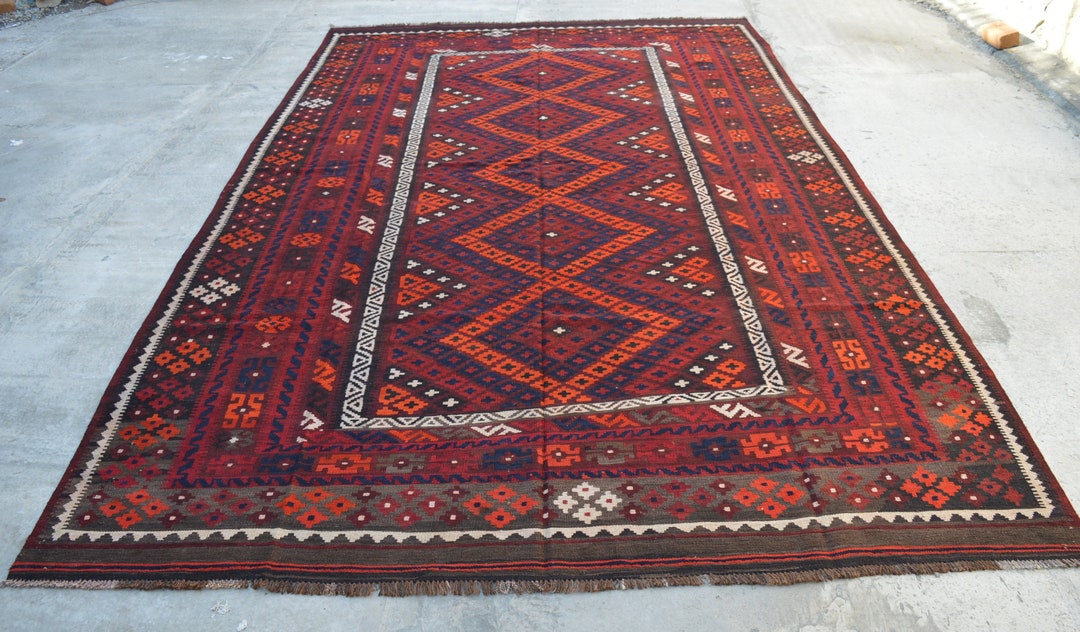 7'10 x 13フィート、見事なヴィンテージアフガントライバルマイマナ