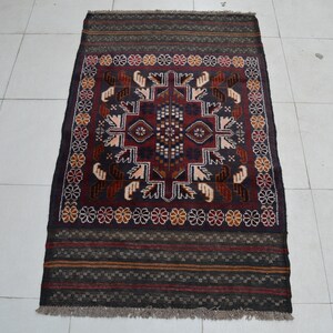 2&#39;9 x 4&#39;6 Feet, Stunning vintage afghan tribal baluchi wool area rug, small area rug, small rug, small vintage rug, small oushak rug, rugs