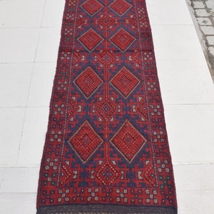2&#39;4 x 11&#39;3 Feet, Stunning handmade vintage afghan tribal mushvani wool runner rug, hallway rug, long runner, vintage runner, afghan runner