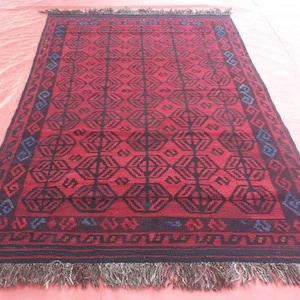 4'6 x 8'1 Feet, Beautiful vintage tribal afghan maimana wool area kilim rug >>> DISCOUNTED PRICE