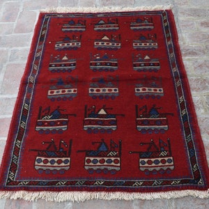 3 x 4&#39;3 Feet, Stunning handmade vintage afghan tribal shindand war area rug, hand knotted rug, 100% wool rug, 3x5 rug, vintage rug, war rug