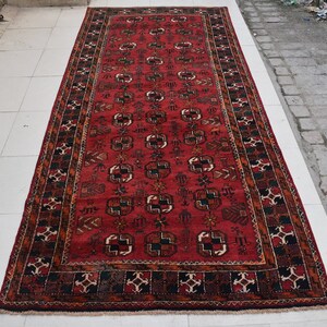 4&#39;2 x 9&#39;6 Feet, Beautiful handmade vintage afghan tribal baluch bukhara area rug, hand knotted rug, vintage rug, traditional rug, wool rug