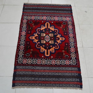 2&#39;8 x 4&#39;5 Feet, Stunning vintage afghan tribal baluchi wool area rug, 3x5 area rug, small vintage rug, small wool rug, small rug, rugs 3x5